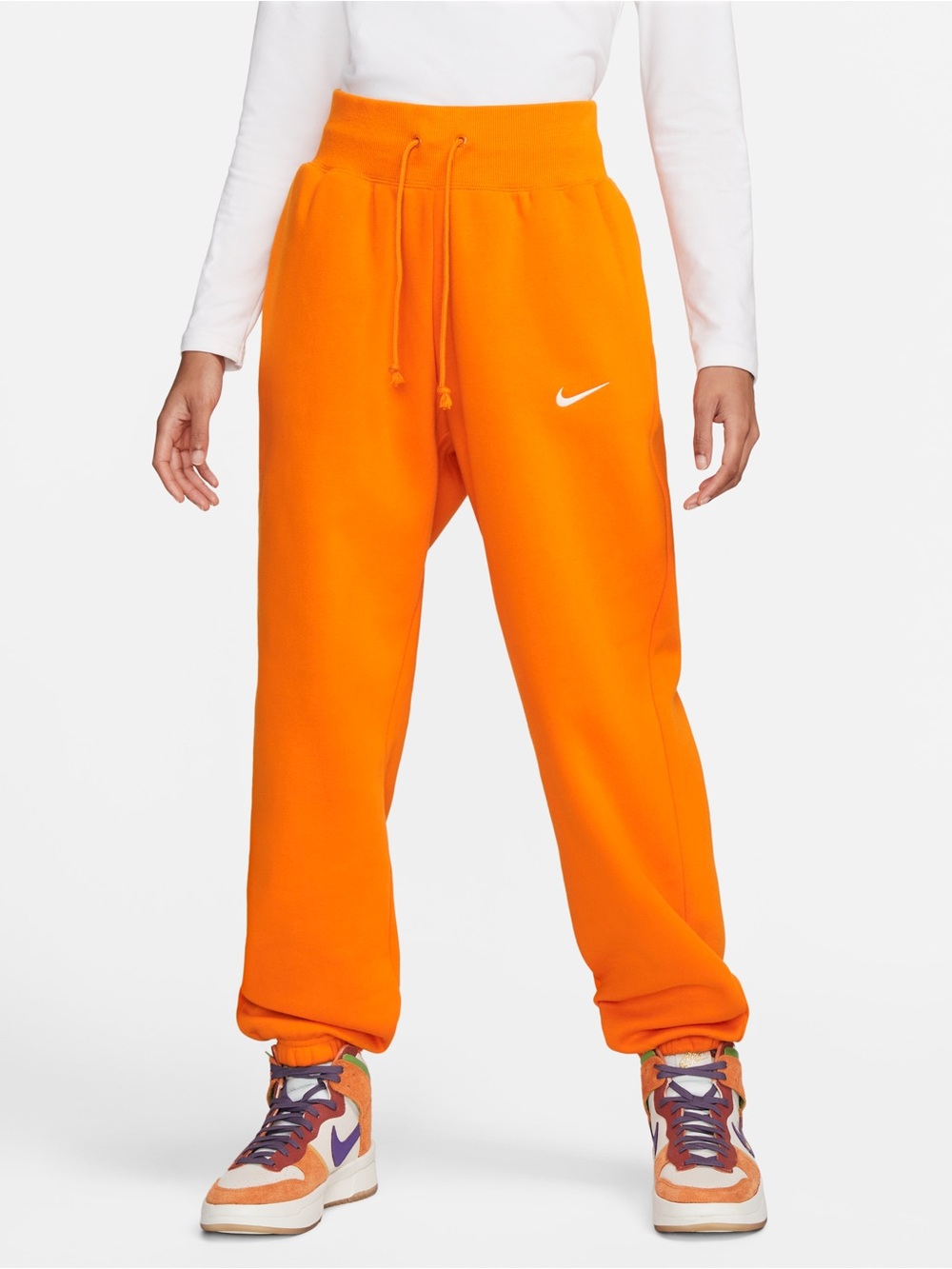 Nike Orange women ' Fleece Joggers with White Swoosh
